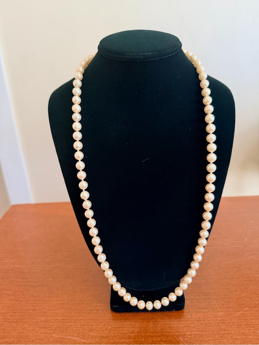 Vintage Cream Pearl Strand Necklace Sterling Silver 925 Clasp
